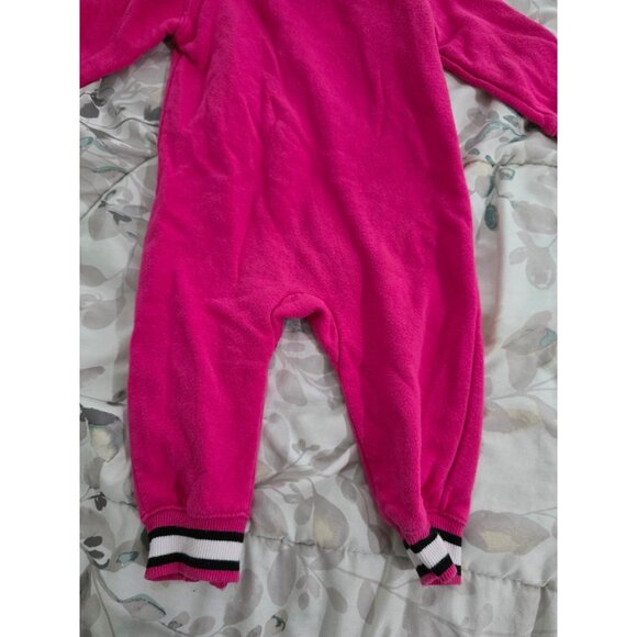 REEBOK Girls Sz 12 Months Fuchsia Hooded Soft Fleece Lined 1 Pc Romper Outfit - Picture 6 of 6